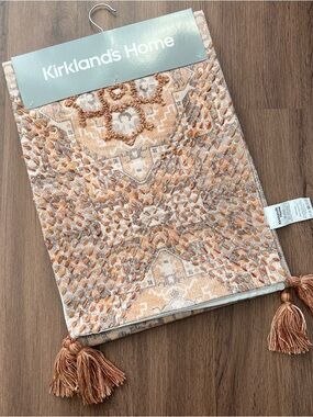 Kirkland's Home Embroidered Tassel Table Runner 14x120 New